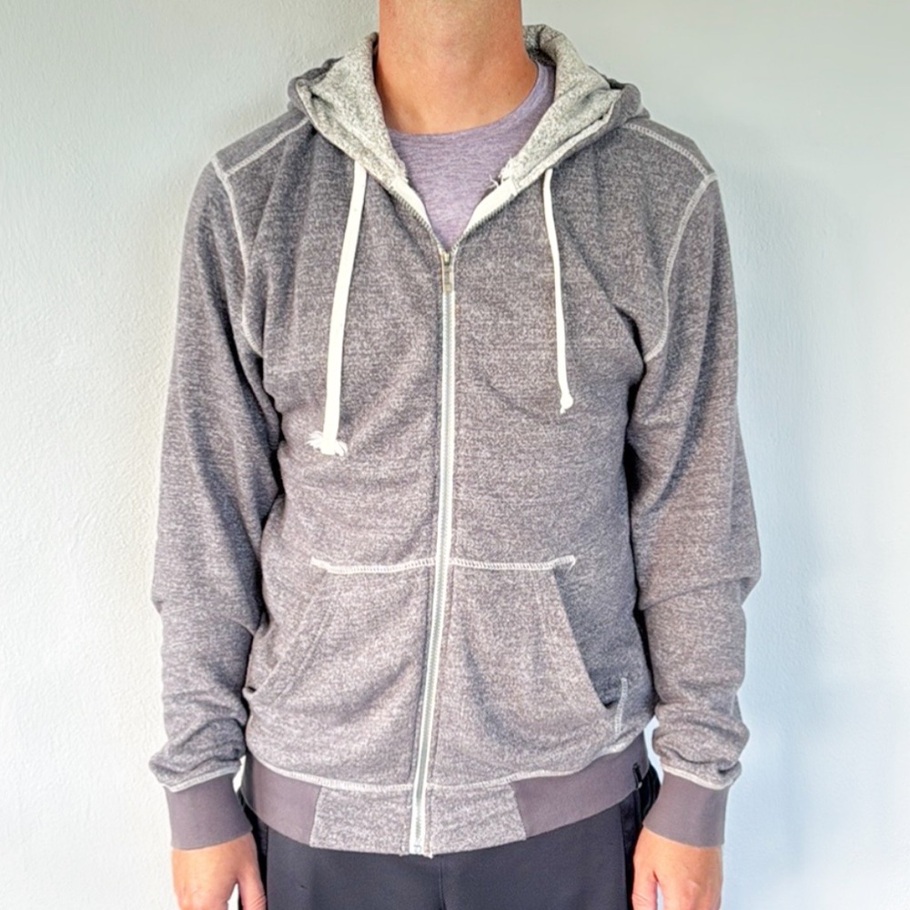 Burnside men’s gray lightweight full zip hoodie sweatshirt size large